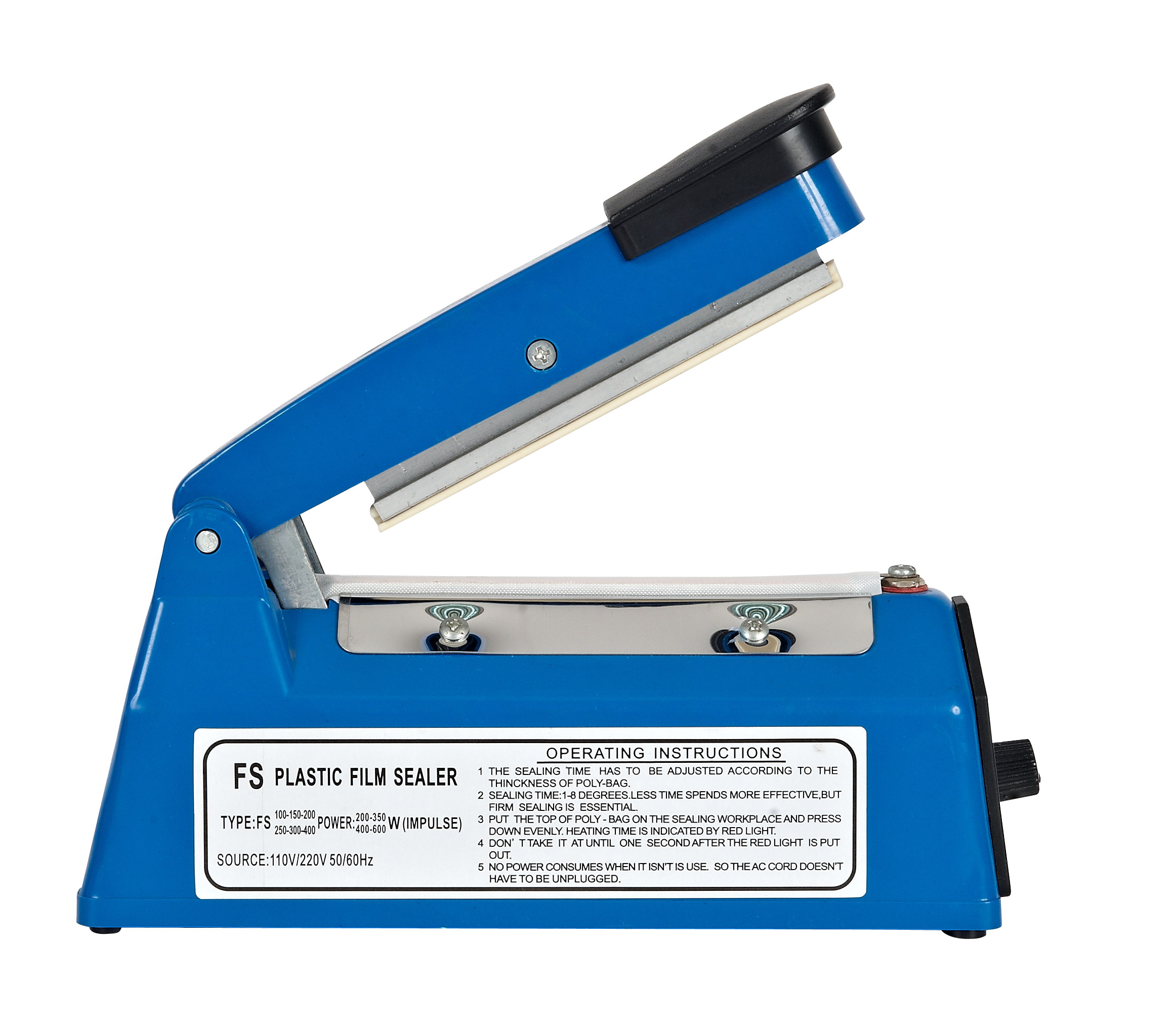 Hand Sealing Width 2 mm Impulse Heat Sealer Series Impulse Bag Sealer Manual Poly Bag Heat Sealing Machine for Plastic Bags PE PP Bag Machine Specification